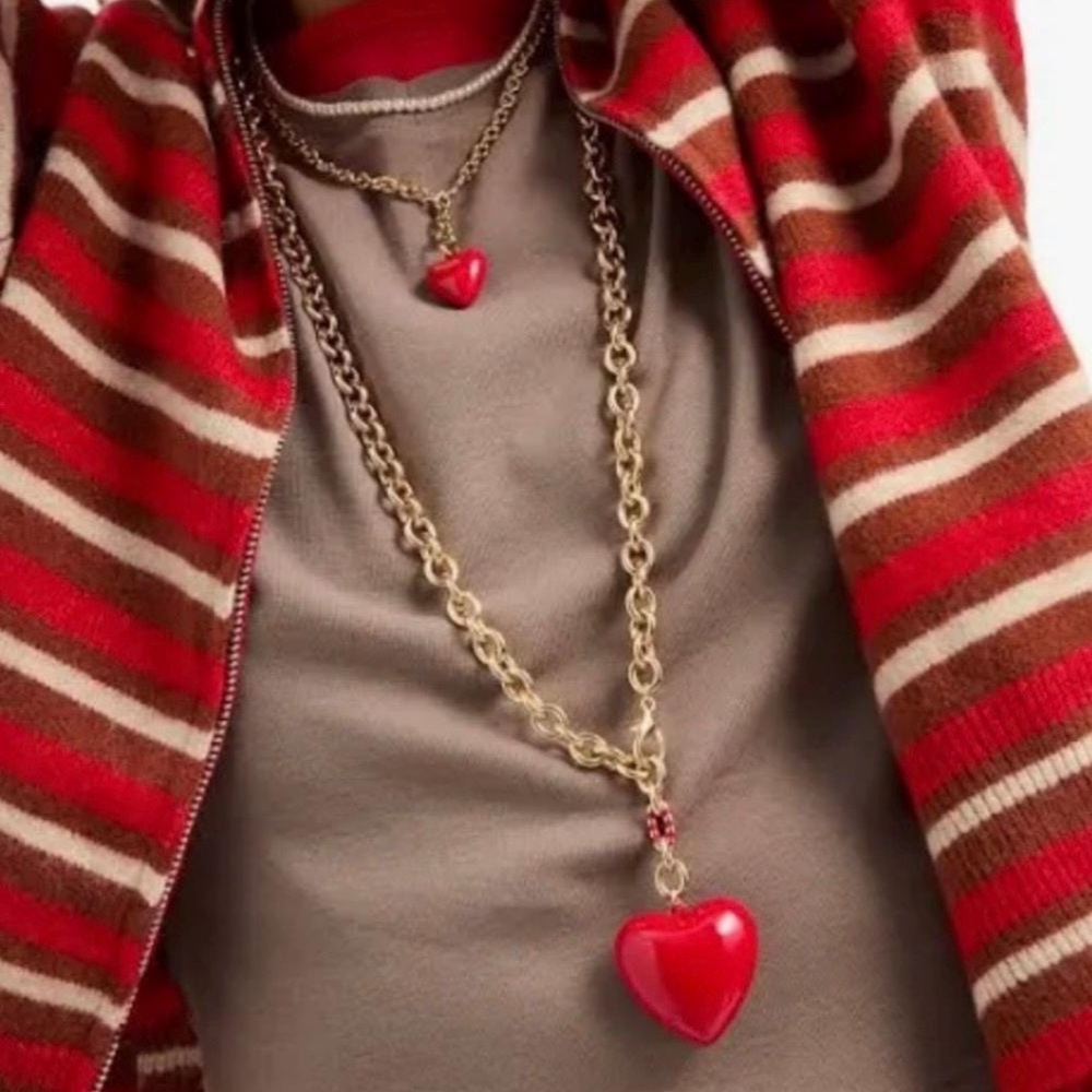 Roxanne Assoulin Women's Puffy Heart Necklace in Red - Picture 5 of 6
